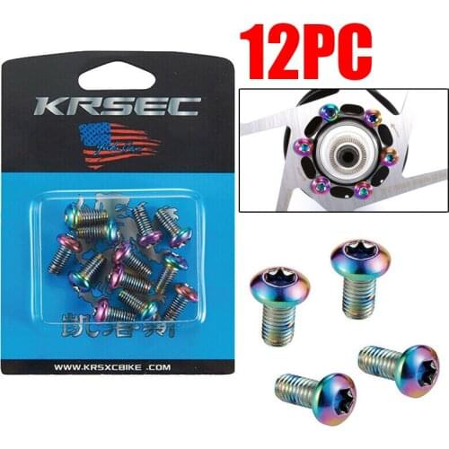 12pcs Disk Brake Rotor Bolts M5*10mm Titanium Color Mountain Bike Brakes Disc Rotor Screw Ultralight Bettery Bike Accessories
