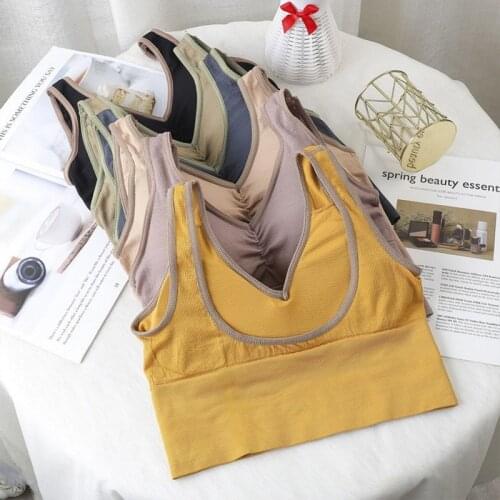 New Push UP Bra Sexy Woven Wrapped Top Underwear V-Tie Bra Pad Wireless Sports Bra 2021 Sleeveless Crop Tops Seamless Underwear