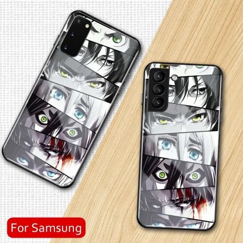 Attack On Titan Eyes of All Charactors Tempered Glass Cover For Samsung S8 S9 S10 Note 8 9 10 S10e S20 S21FE Plus Ultra Cover