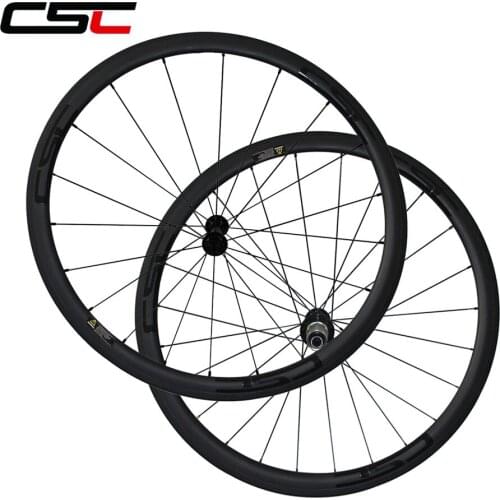 CSC 23mm width Ceramic Bearing carbon wheels,38mm tubular carbon fiber bike wheels 1190g only