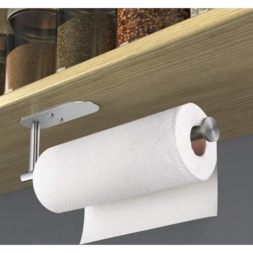 New Paper Towel Holder Under Cabinet Self Adhesive Kitchen Countertop Wall Mount Paper Towel Holders with Screws