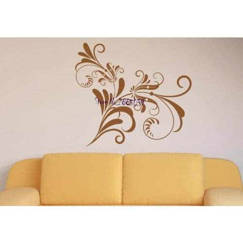 Elegant flower Unique Wall Stickers For Girl Room Removable Sticky Vinyl New Arrivals Mural Living Room Bedroom Home Decor LA211