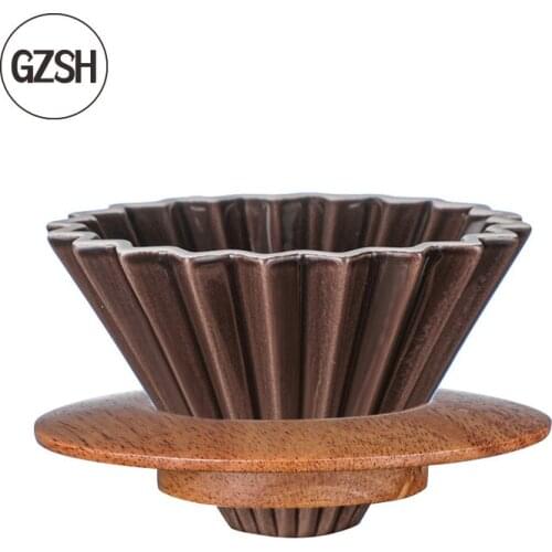 HZSH Ceramic/wood Coffee Color Drip Coffee \ Reusable Filters V60 Glass Glass Coffee Filter Reusable Coffee Filters Coffee Tools