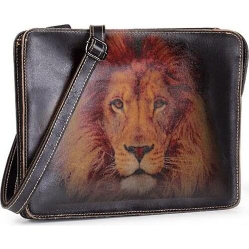 Quality Leather Vintage Embossed Male Design Chain Zipper Pocket Organizer Wallet Clutch bag Tablet Cross body Shoulder Bag