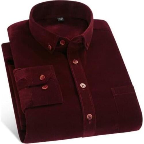 Quality Spring/Autumn Men Shirt High Corduroy Long Sleeve Solid Comfort Soft Casual Brand Clothes Man Shirt Camisa Plus Size 4XL