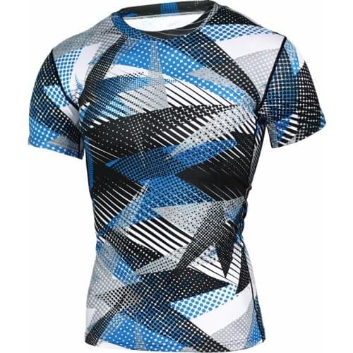 Camouflage T-shirt running training fitness clothes mens sports quick-drying stretch compression clothes short sleeve