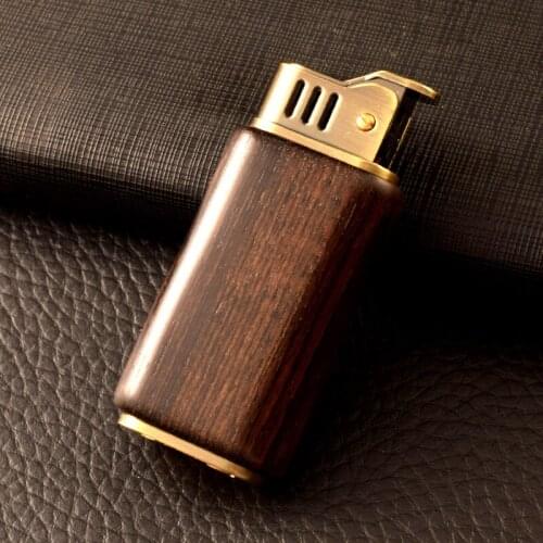 Kerosene lighter Personalized creative package wooden shell red sandalwood rhinoceros horn old grinding wheel