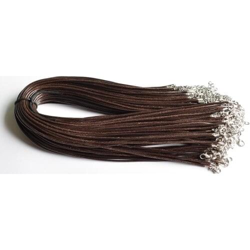 Fast Ship 2mm coffee Wax Leather Cord Necklace Rope 45cm Chain Lobster Clasp DIY Jewelry Accessories Wholesale 100pcs/lot