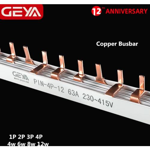 GEYA Red Copper Busbar for Distribution Box Circuit breaker PIN TYPE MCB Connector Busbar Connection