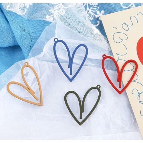 Creative style 40pcs/lot Rubber paint geometry hollow out hearts shape alloy floating locket charm diy jewelry earring accessory