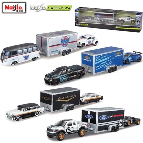 Maisto 1:64 Chevrolet Ford Camper Die casting manufacturing trailer model simulation car model alloy car toy male collection