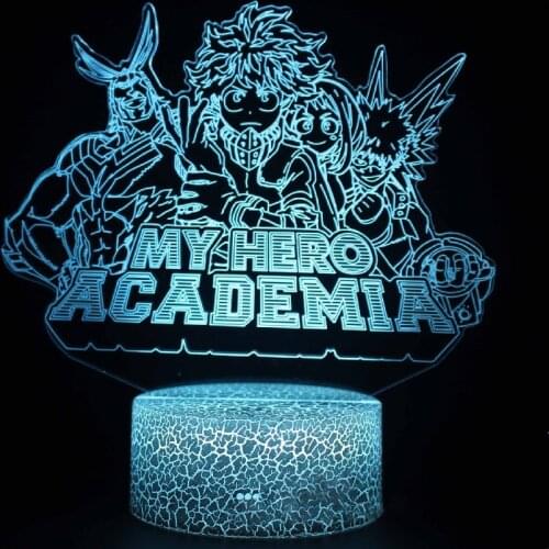 My Hero Academia All Might URARAKA 3D Night Lights Table Visual Led Boku no Academia Izuku Todoroki Shoto Lighting Colorful Lamp