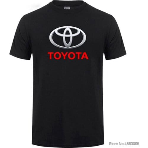 Mens Round Neck Short Sleeve Toyota T-shirt Solid Colour T shirt