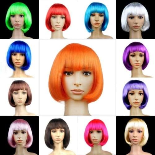 New Women BOBO Wig Cosplay Straight Short Wigs Christmas Carnival Makeup Party Club Synthetic Girls Female Wigs