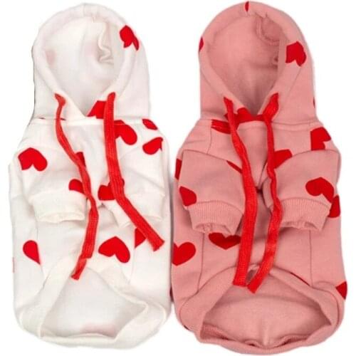 Dog Hoodie Sweatshirt Coat Cute Heart Autumn Winter Pet Dog Clothes Outfit Puppy Yorkie Costume Chihuahua Pomeranian Clothing