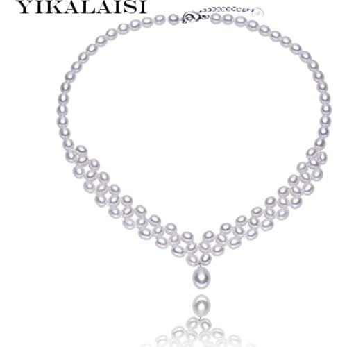 YIKALAISI 2017 Elegant Pearl jewelry necklaces customized length 100% natural pearl Fashion freshwater pearl necklaces For Women