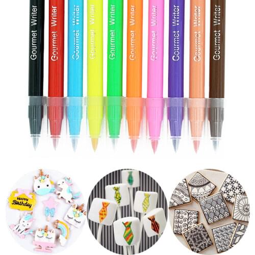 10 Color Edible Pigment Pen brush Food Coloring Pen For Drawing Biscuits Fondant Cake Decorating Tools Cake DIY Baking Tools
