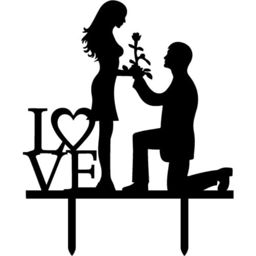 Marry Me Love Heart Bride Groom Acrylic Cake Flag Topper Multi Colors For Wedding Anniversary Engagement Party Cake Baking Decor