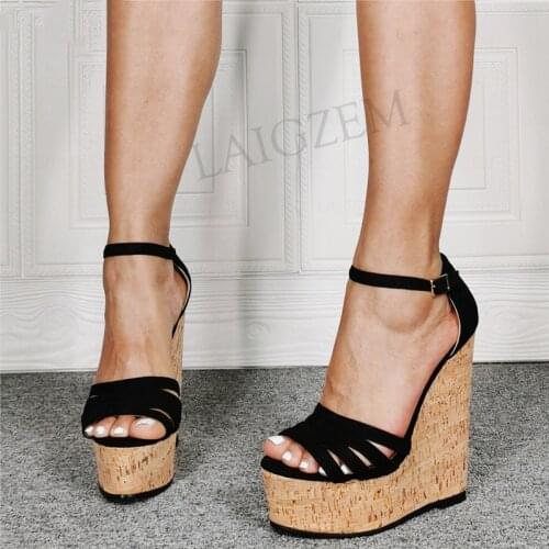 SEIIHEM Trendy Women Sandals Platform Wedges Height Increase Pumps Frauen Sandalen Lady Shoes Woman Large Size 39 45 47 50 52