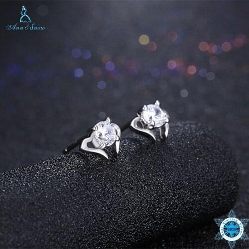 Ann&Snow 100% Genuine 925 Sterling Silver Insect Shape Earrings with Clear CZ Sterling Silver Jewelry Brincos