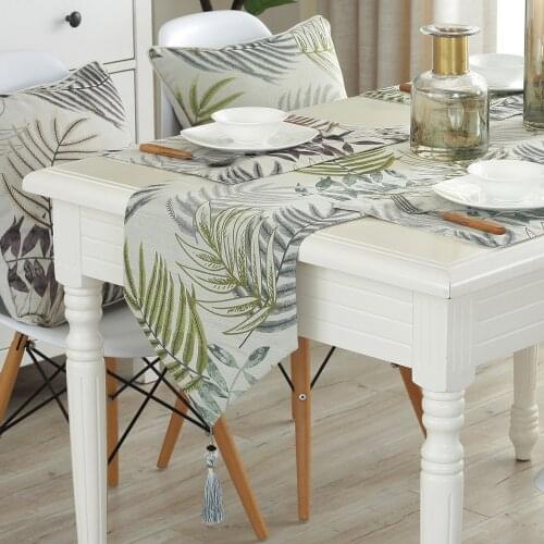 Leaves european Modern fashion Flower table cloth Party Wedding Decoration cloth bamboo carvas cloth Table Runner Cloth Cover