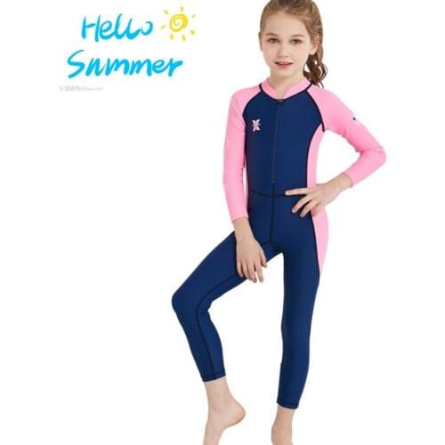 One-Piece Kids Diving Suit Swimsuit with Sleeves Child Full Body Wetsuit Keep Warm Long Sleeve UV Protection Swimwear Surfing