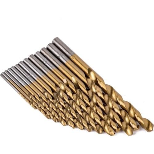 SUNSHINE 13pcs High Speed Steel HSS Titanium Coated Drill Bits Shank Set Tool 1.5-6.5mm