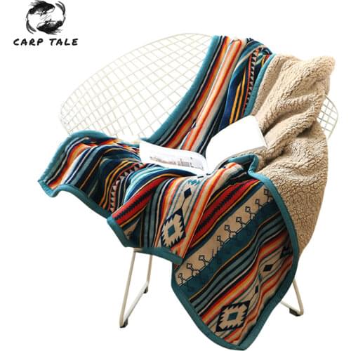 Super Soft Retro Coral Fleece Throws Blanket For Sofa Office Travel Thicken Bohemian Sherpa Blankets For Beds Winter Bedspread