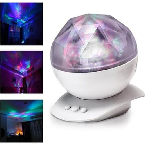Led Ocean Projector Night Light Rotation Sleep Color Changing with Build-in Speaker Bedroom Decoration Aurora Projector Lamp
