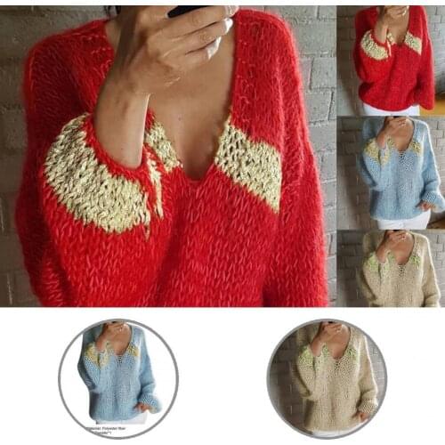 Comfy Fabulous Lantern Sleeve Elastic Women Sweater Casual Sweater Solid Color for Home