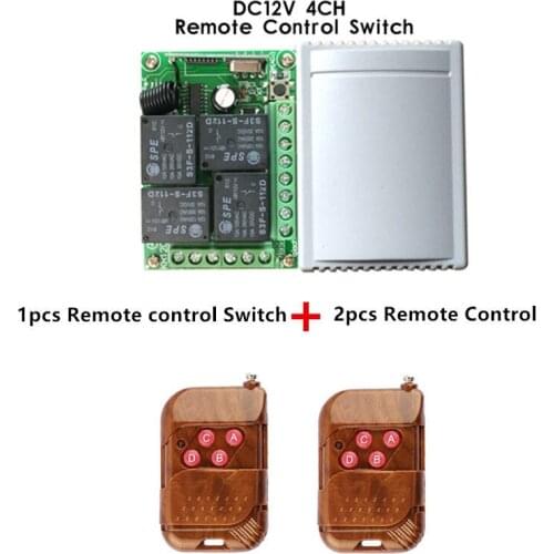 433Mhz Universal Wireless Remote Control Switch DC12V 4CH relay Receiver Module and 2pcs 4 channel RF Remote 433 Mhz Transmitter