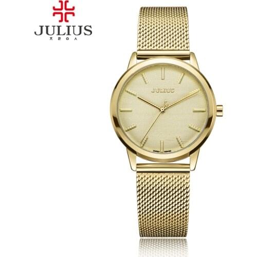 Women Quartz Watches Office Ladies Business Whatches Mesh Steel Julius Montre Korean Female Golden Bracelet Clock Relogio JA-982
