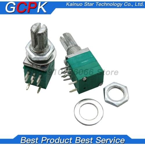 10PCS RK097G 50K B50K 10K B10K RK097GS single linked potentiometer with a switch audio 8pin shaft 15mm amplifier sealing new