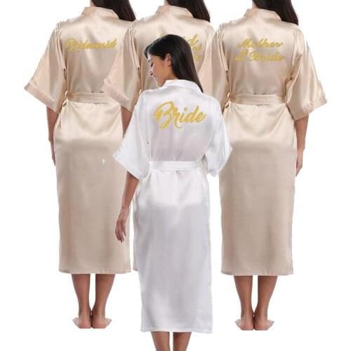 2019 New Silk Satin Lace Robes White Bridesmaid Bride Robes Bridesmaid Robes Wedding Long Robe Bathrobe