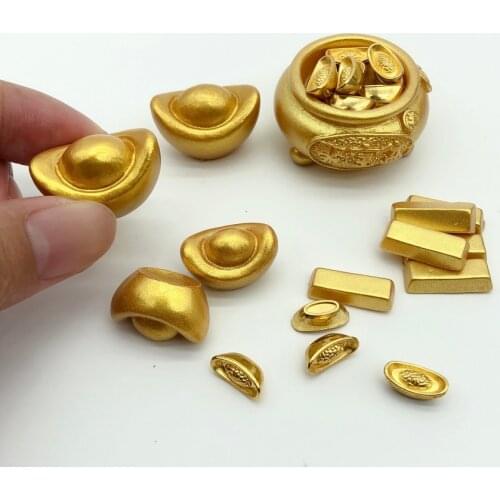 3pcs/set Dollhouse Mini Gold bars,Copper,An abacus,Gold ingot Toy Model for Doll House Furniture Decoration Accessories
