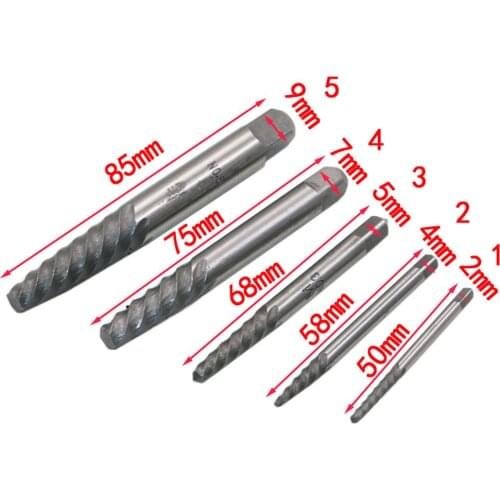 5pcs4-18mm Square Handle Screw Extractor Screw Extractor Broken Head Screw Removal Tool Chrome Vanadium Steel Material