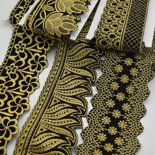 5Yards many types Velvet Black and white African Embroidery lace trim fabric for Women Dress