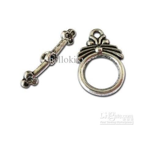 600sets Tibetan Silver circle toggle clasps A10579