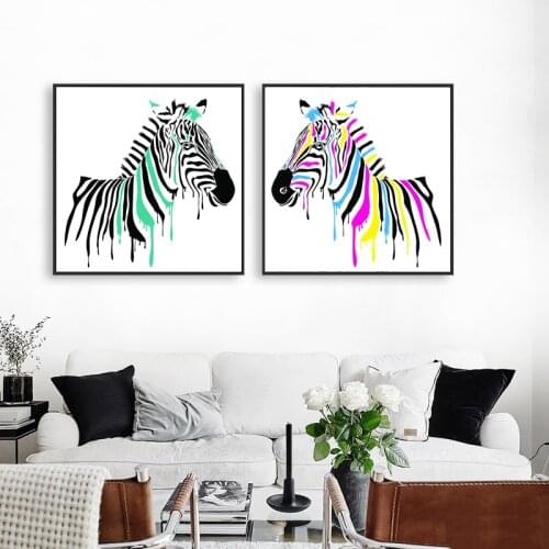Unframed 2 Style Watercolor zebra Can Choose Canvas Art Print Painting Poster Wall Art Picture For Living Room Home Decor LZ629