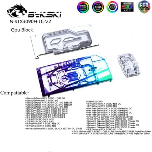Bykski N-RTX3090H-TC-V2, GPU Active Backplate Block For NVIDIA RTX3080 3090 GALAXY/Palit/KFA2/Maxsun/Leadtek/ Dual VGA Cooler