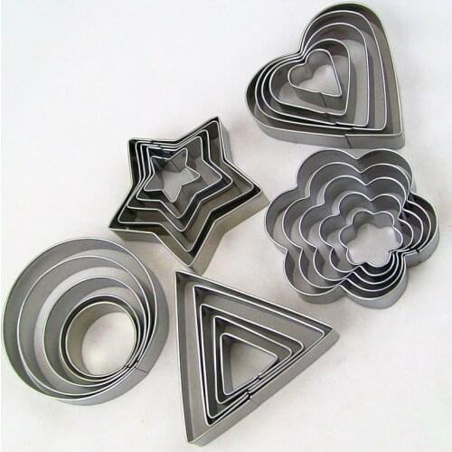 5 pcs/Set Round/Heart/Flower/Star Shape Cookie Cutter Stamp New Year Decoration Cake Tools Biscuit Mold Christmas Cutter