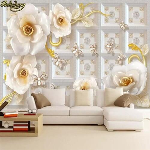 Beibehang Custom Embossed rose photo Mural Wallpaper Soft background Photo Wallpapers for Living Room wallpaper for bedroom wall