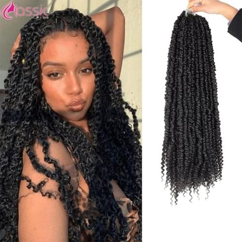 CLASSIC PLUS Twist Crochet Hair Afro Kinky Curly 24 Inch Ombre Black Long Synthetic Hair Crochet Braids Natural Hair Extensions
