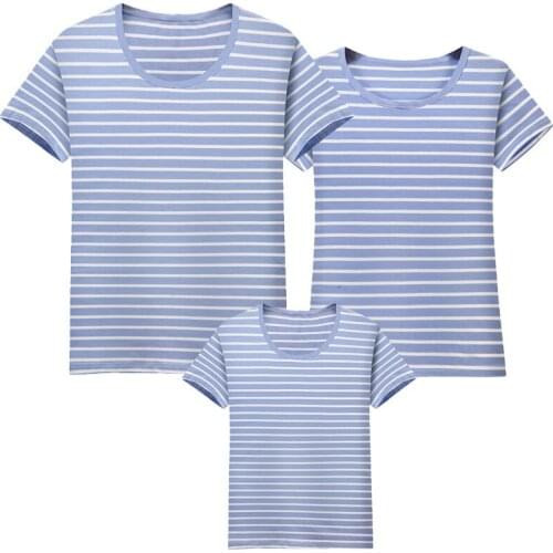 New Family Striped Summer Short-sleeve T-shirt Matching Family Clothing Outfits Mother Daughter Father Son baby clothes sailor