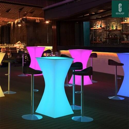 2019 Fashion LED lighted up bar furniture rechargeable high end cocktail table D60*H110cm bar coffee table cocktail table