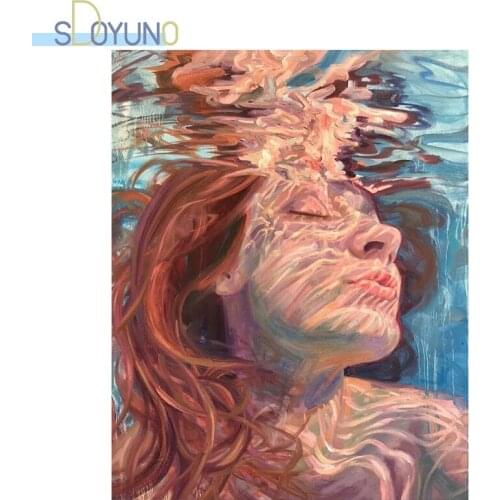 SDOYUNO 60X75cm DIY Paint By Number Beauty Women In water Oil Painting By Numbers On Cavans Frameless Figure Drawing By Numbers