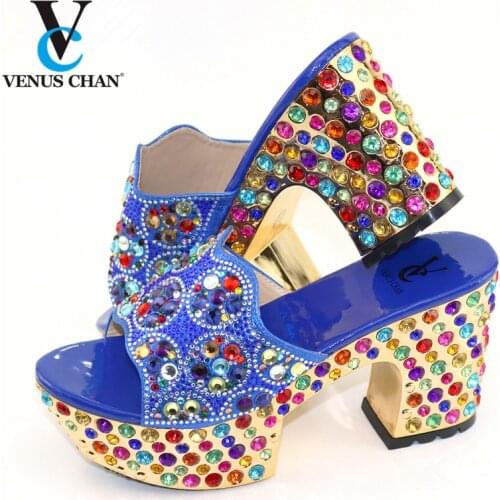 New Arrival African Women Party Pumps Decorated with Rhinestone Ladies Dress Shoes Shoes for Wedding Women Open Toe High Heels