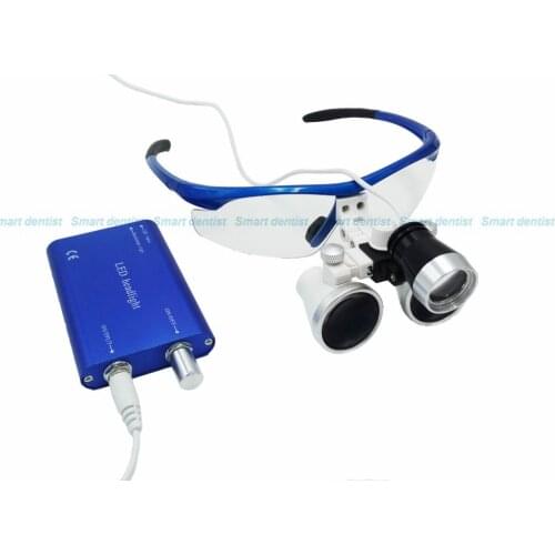 NEW Dental Surgical Medical 3.5X420mm Binocular Loupes+3W LED Head Light Lamp Blue surgical loupes dentistry equipments