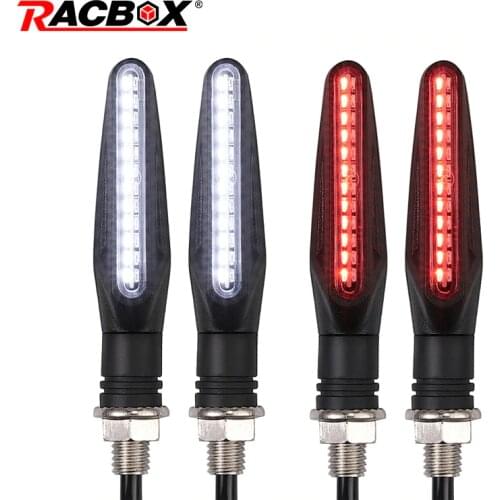 New Motorcycle 24LEDs High Bright Amber Turn Signal Indicator Light Front Rear White Day Running Light Flowing Red Brake Lamps