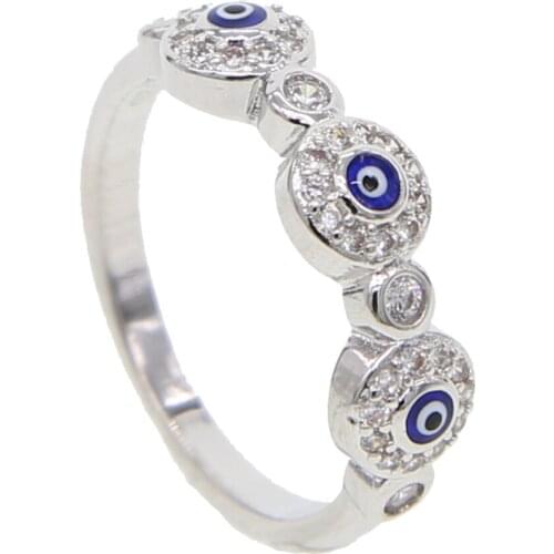 Engagement band turkish evil eye silver color ring fashion jewelry cute lovely girl finger jewelry